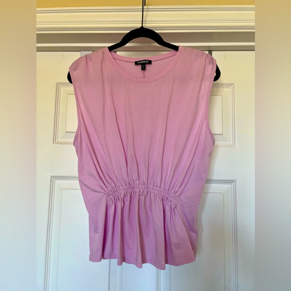 NWOT. Express Pink Cinched Waist Tank Top. Size Large.
